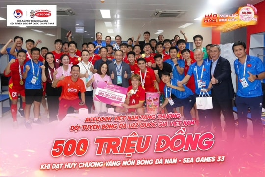Acecook Việt Nam thưởng nóng 500 triệu đồng cho Đội tuyển Bóng đá U22 Việt Nam đoạt Huy chương vàng SEA Games 33