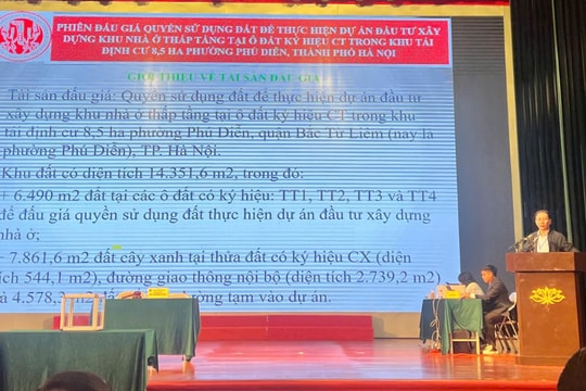 Phường Phú Diễn tổ chức đấu giá đất thực hiện dự án khu nhà ở thấp tầng tại khu tái định cư 8,5ha