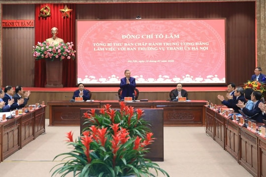 Tổng Bí thư Tô Lâm làm việc với Ban Thường vụ Thành ủy Hà Nội về các định hướng lớn phát triển Thủ đô