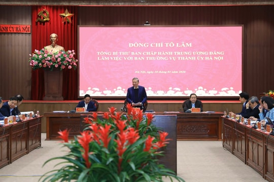 Tổng Bí thư Tô Lâm làm việc với Ban Thường vụ Thành ủy Hà Nội về định hướng phát triển Thủ đô