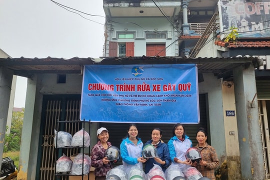 Rửa xe gây quỹ, hỗ trợ phụ nữ khó khăn xã Sóc Sơn