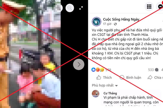 Tin đồn “người phụ nữ quỳ gối xin CSGT ở Thanh Hóa” là bịa đặt