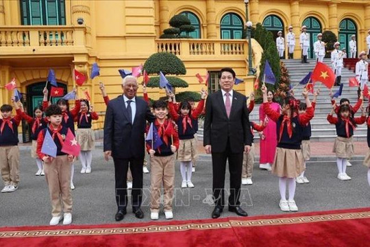 Chủ tịch nước Lương Cường chủ trì Lễ đón Chủ tịch Hội đồng châu Âu