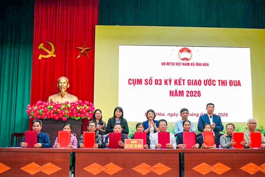 Xã Ứng Hòa: Ký kết giao ước thi đua, quyết tâm thực hiện thắng lợi nhiệm vụ công tác Mặt trận năm 2026