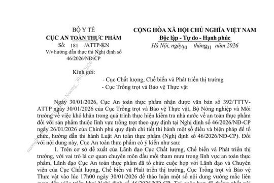 Hướng dẫn triển khai Nghị định số 46/2026/NĐ-CP về kiểm tra nhà nước an toàn thực phẩm đối với lĩnh vực trồng trọt