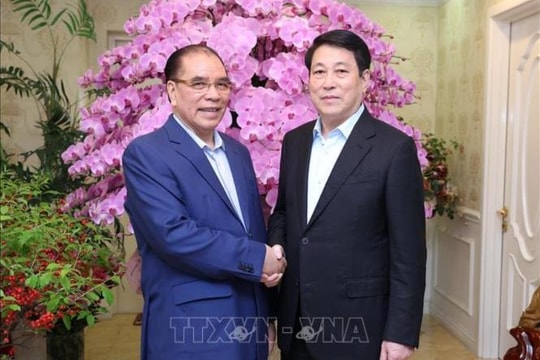 Chủ tịch nước Lương Cường chúc Tết nguyên Tổng Bí thư Nông Đức Mạnh