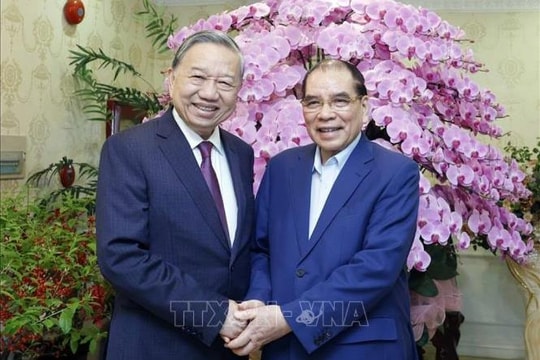 Tổng Bí thư Tô Lâm thăm, chúc Tết nguyên Tổng Bí thư Nông Đức Mạnh