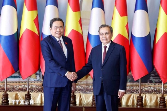 Chủ tịch Quốc hội Trần Thanh Mẫn hội kiến Chủ tịch Quốc hội Lào