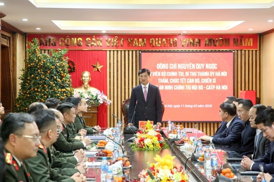 Bí thư Thành ủy Hà Nội Nguyễn Duy Ngọc thăm, chúc Tết Phòng An ninh chính trị nội bộ Công an thành phố Hà Nội