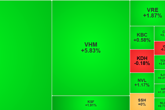 VN-Index tăng hơn 17 điểm nhờ cổ phiếu họ Vin, thanh khoản sụt giảm