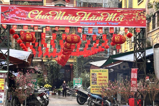 Hà Nội: Treo cờ Tổ quốc chào mừng Tết Nguyên đán Bính Ngọ
