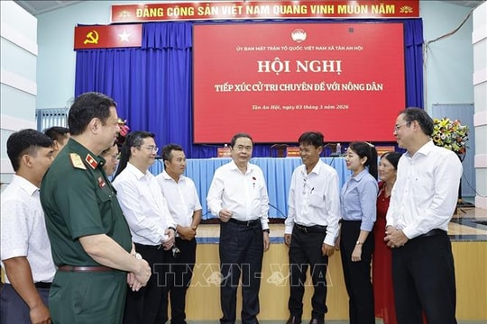 Chủ tịch Quốc hội Trần Thanh Mẫn dự Hội nghị tiếp xúc giữa cử tri với người ứng cử đại biểu Quốc hội khóa XVI