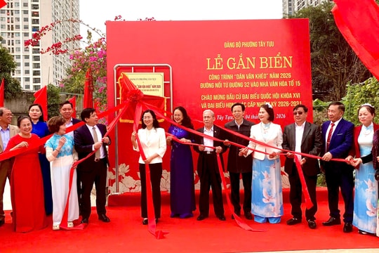 Phường Tây Tựu gắn biển công trình “Dân vận khéo” chào mừng bầu cử