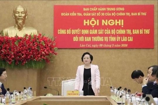 Công bố quyết định kiểm tra, giám sát đối với Ban Thường vụ Tỉnh ủy Lào Cai
