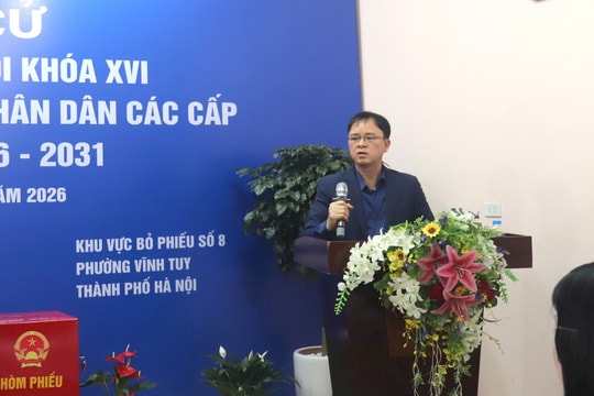 Phường Vĩnh Tuy: Đồng loạt diễn tập khai mạc ngày bầu cử tại các khu vực bỏ phiếu
