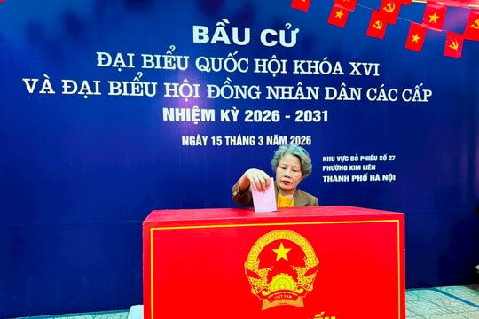 Phường Kim Liên diễn tập vận hành phục vụ bầu cử tại khu vực bỏ phiếu