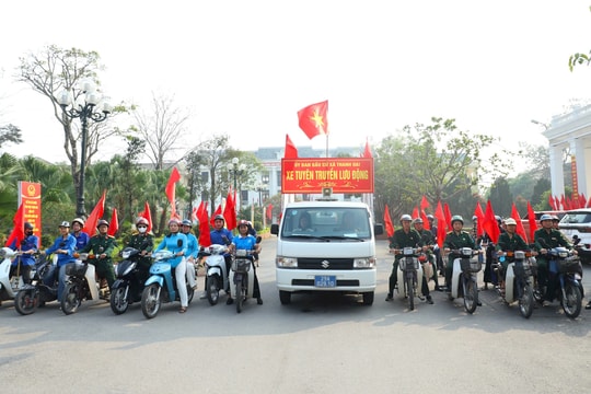 Xã Thanh Oai tuyên truyền lưu động tạo không khí phấn khởi trước ngày hội bầu cử