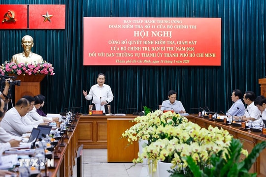 Công bố quyết định kiểm tra, giám sát đối với Ban Thường vụ Thành ủy Thành phố Hồ Chí Minh
