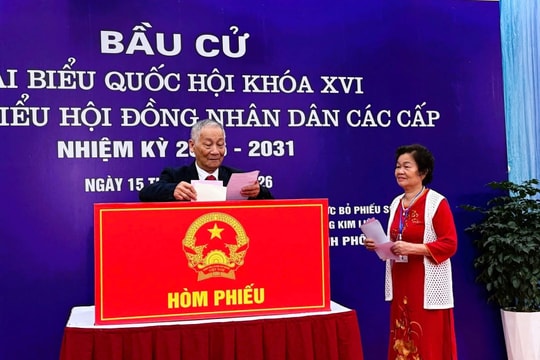 99,89% cử tri phường Kim Liên hoàn thành bỏ phiếu