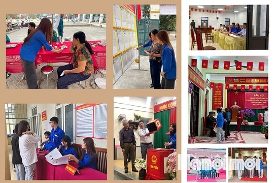 Đoàn viên, thanh niên xã Hưng Đạo tích cực hỗ trợ tại các điểm bỏ phiếu
