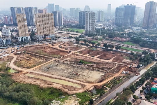 Toàn cảnh đại công trường xây hồ điều hòa Mễ Trì gần 400 tỷ đồng ở Hà Nội