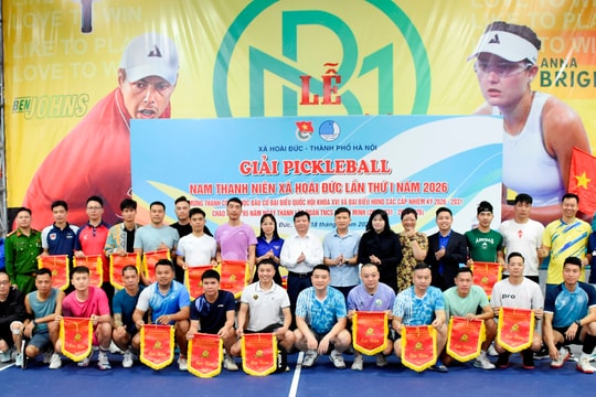 Sôi nổi giải Pickleball nam thanh niên xã Hoài Đức