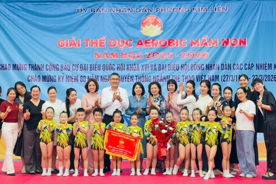 Sôi nổi giải Aerobic cấp mầm non tại phường Kim Liên