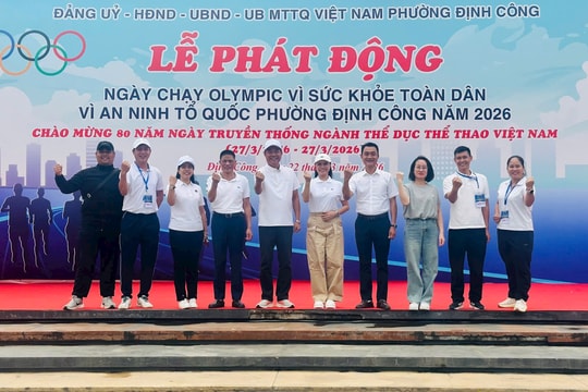 Phường Định Công: Sôi nổi Ngày chạy Olympic Vì sức khỏe toàn dân - Vì an ninh Tổ quốc