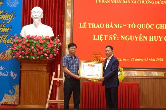 Xã Chương Dương: Trao Bằng “Tổ quốc ghi công” với Liệt sĩ Nguyễn Huy Cừ