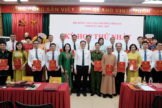 Phường Vĩnh Tuy kiện toàn tổ chức bộ máy lãnh đạo chủ chốt nhiệm kỳ 2026-2031