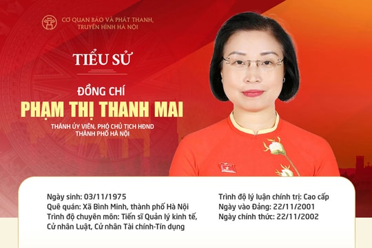 Tóm tắt tiểu sử Phó Chủ tịch HĐND thành phố Hà Nội khóa XVII Phạm Thị Thanh Mai