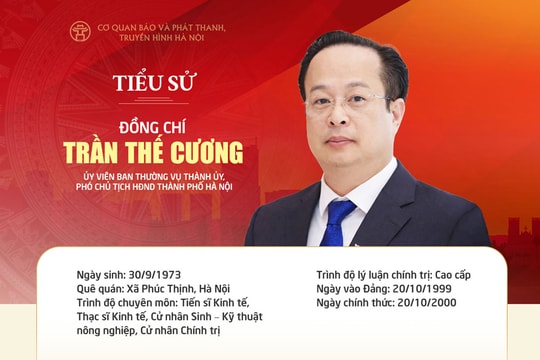 Tóm tắt tiểu sử Phó Chủ tịch HĐND thành phố Hà Nội khóa XVII Trần Thế Cương