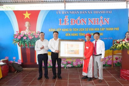 Xã Thanh Oai đón nhận Bằng xếp hạng Di tích lịch sử - văn hóa cấp thành phố