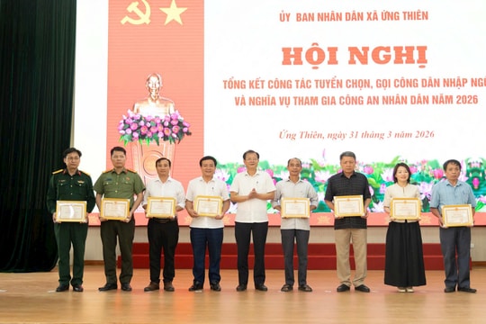 Xã Ứng Thiên hoàn thành toàn diện công tác tuyển chọn nghĩa vụ quân sự