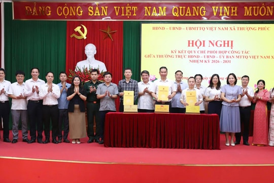 Xã Thượng Phúc: Ký kết quy chế phối hợp công tác nhiệm kỳ 2026-2031