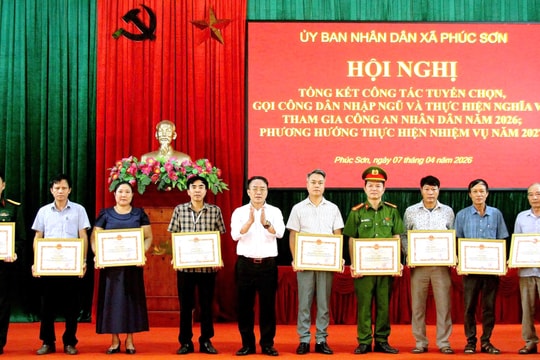 Xã Phúc Sơn tuyên dương 33 tập thể, cá nhân có thành tích trong đợt tuyển quân