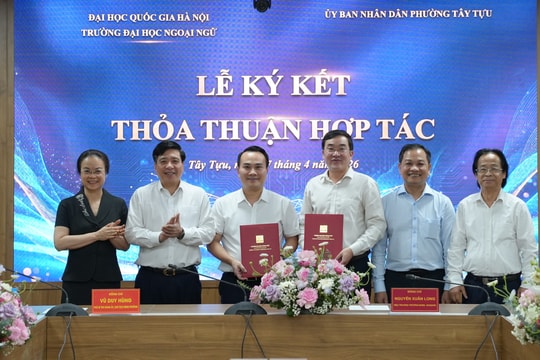 Phường Tây Tựu ký kết hợp tác với Trường Đại học Ngoại ngữ, nâng cao chất lượng giáo dục