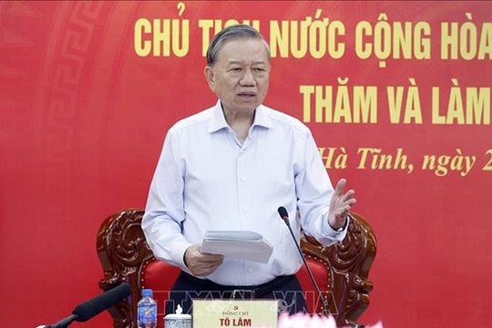 Tổng Bí thư, Chủ tịch nước Tô Lâm: Hà Tĩnh khơi dậy khát vọng phát triển, quyết tâm đạt mục tiêu tăng trưởng nhanh, bền vững