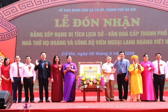 Xã Cổ Đô đón nhận Bằng xếp hạng di tích lịch sử - văn hóa cấp thành phố