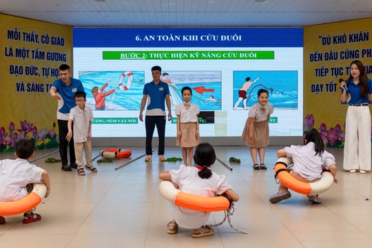Hơn 7.000 học sinh Hoàng Liệt được tập huấn kỹ năng chống đuối nước