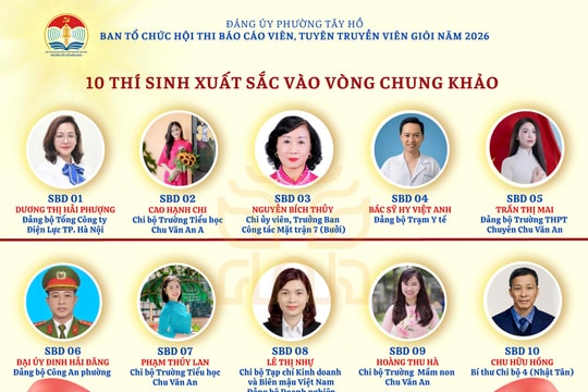 10 gương mặt vào chung khảo Hội thi Báo cáo viên giỏi phường Tây Hồ 2026