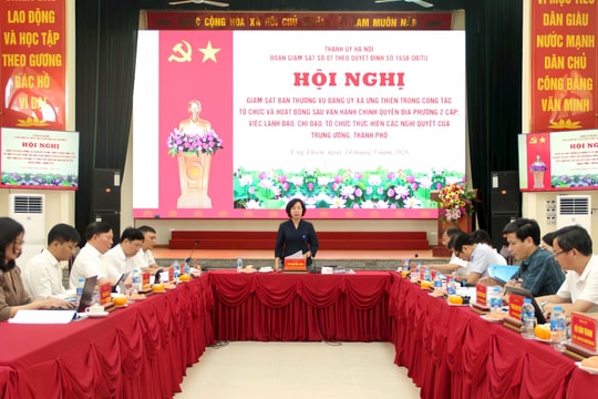 Đoàn giám sát số 07 của Thành ủy Hà Nội làm việc với xã Ứng Thiên về vận hành chính quyền địa phương hai cấp