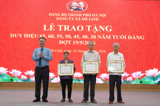 Trao tặng Huy hiệu Đảng đợt 19-5 cho đảng viên xã Mê Linh