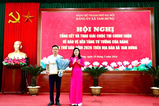 Xã Tam Hưng trao 10 giải cuộc thi bảo vệ nền tảng tư tưởng của Đảng năm 2026