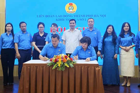 Khối thi đua số 1 Liên đoàn Lao động thành phố Hà Nội ký kết giao ước thi đua