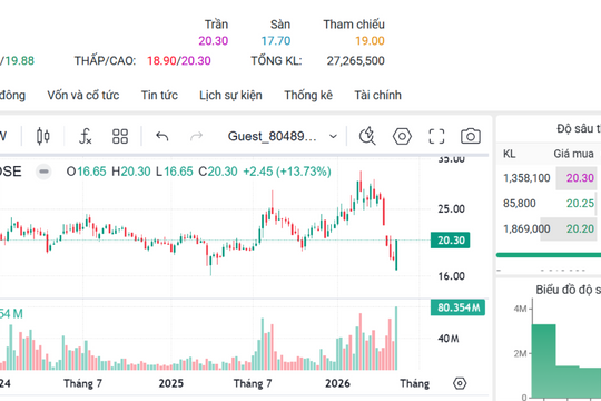 Cổ phiếu PC1 tăng kịch trần trong phiên thị trường giảm điểm