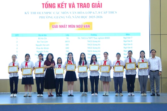 Phường Giảng Võ: 647 học sinh đạt giải trong Kỳ thi Olympic các môn văn hóa cấp THCS