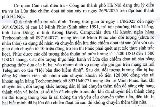 Tìm bị hại trong vụ án lừa đảo chiếm đoạt tài sản