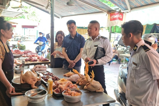 Kiểm tra công tác kiểm soát giết mổ động vật, an toàn thực phẩm tại các xã: Hoài Đức, Liên Minh