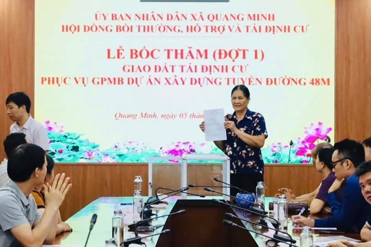 Quang Minh tổ chức bốc thăm đất tái định cư dự án xây dựng đường 48m